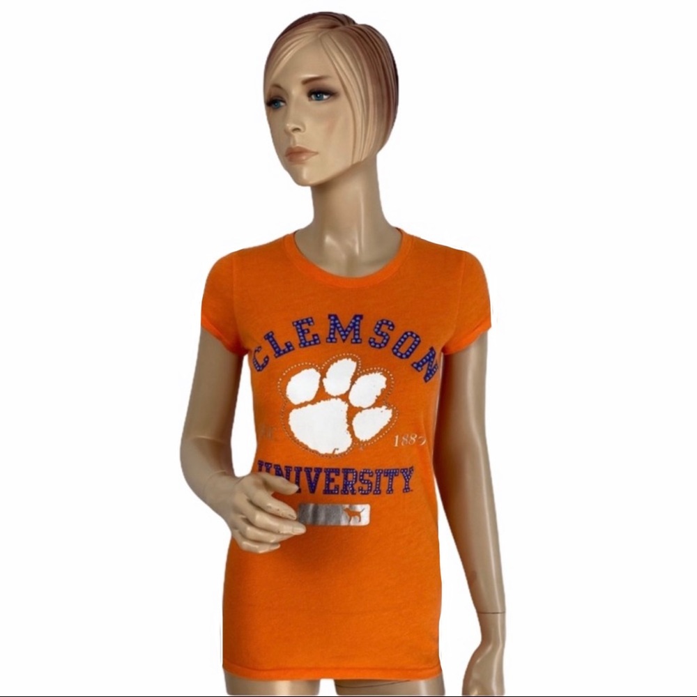 Victoria’s Secret Pink Women's Collegiate ‘Clemson Tigers’ Embellished Tee Small